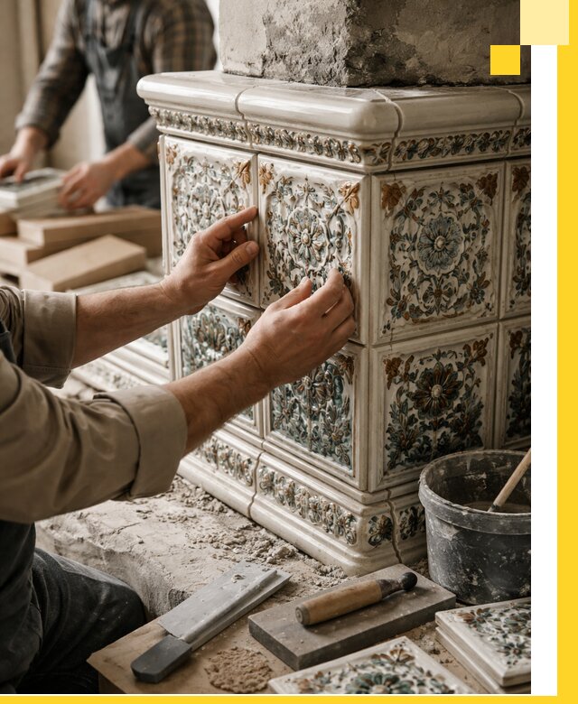 Изразцовые камины под ключ в Комсомольске-на-Амуре: проект и монтаж