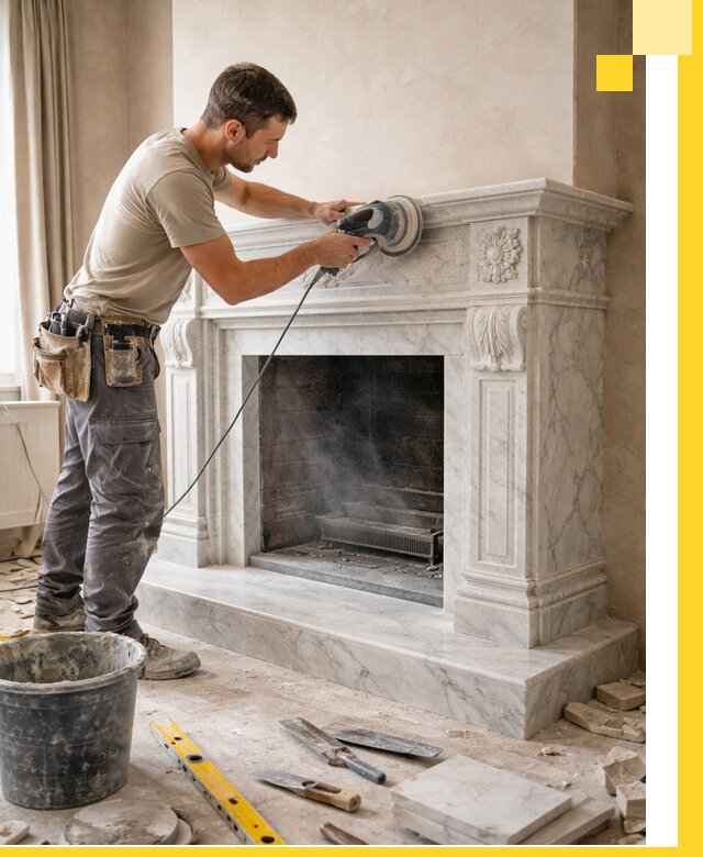 Изготовление и установка мраморных каминов в Комсомольске-на-Амуре под ключ