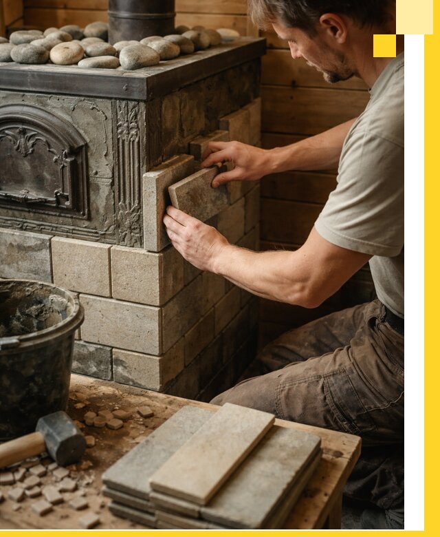 Облицовка банных печей в Комсомольске-на-Амуре профессиональная отделка