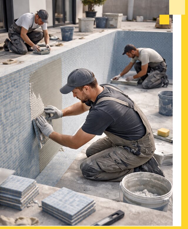 Облицовка бассейнов в Комсомольске-на-Амуре плитка мозаика гидроизоляция