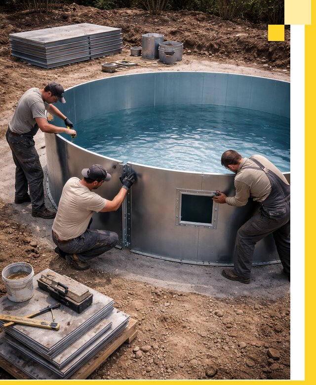 Круглые бассейны под ключ в Комсомольске-на-Амуре проектирование и монтаж