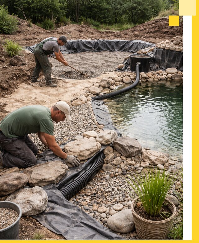 Строительство природных бассейнов и озер в Комсомольске-на-Амуре под ключ