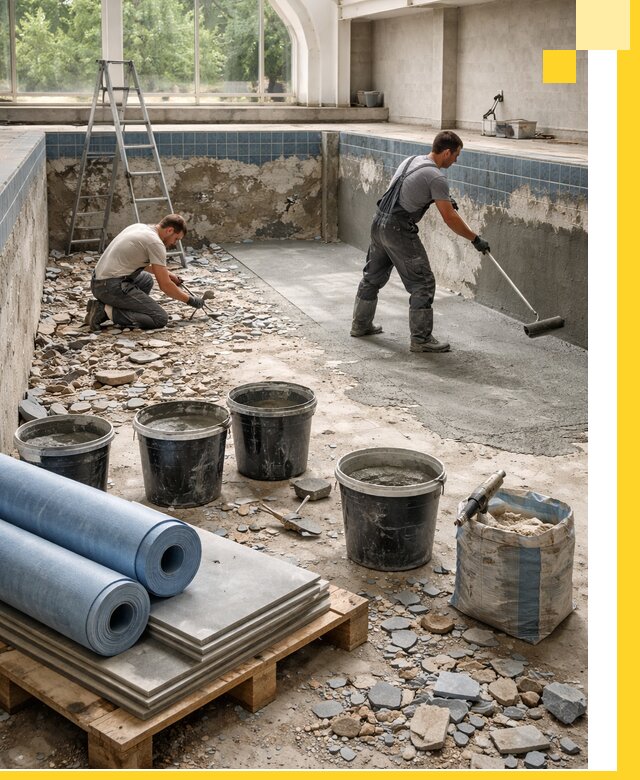 Реконструкция бассейнов в Комсомольске-на-Амуре: ремонт, гидроизоляция