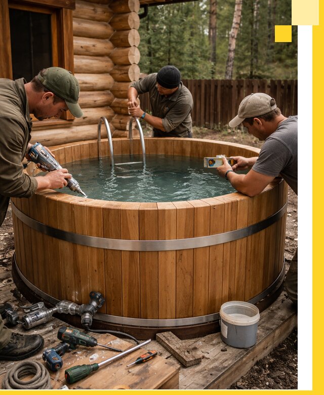 Строительство бань с купелью под ключ и отделкой в Комсомольске-на-Амуре