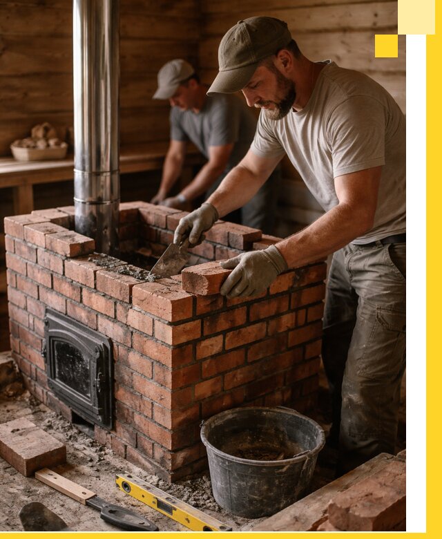 Кирпичные печи для бани под ключ в Комсомольске-на-Амуре, проект и монтаж