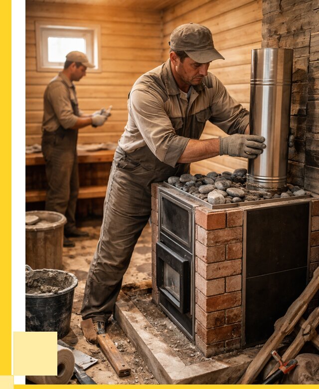 Монтаж печи в бане под ключ в Комсомольске-на-Амуре от 20408 р. | ЭриданКмс