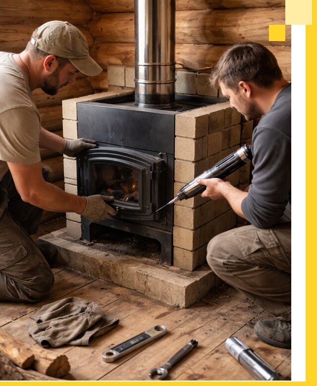 Монтаж и установка печи в бане под ключ с гарантией в Комсомольске-на-Амуре