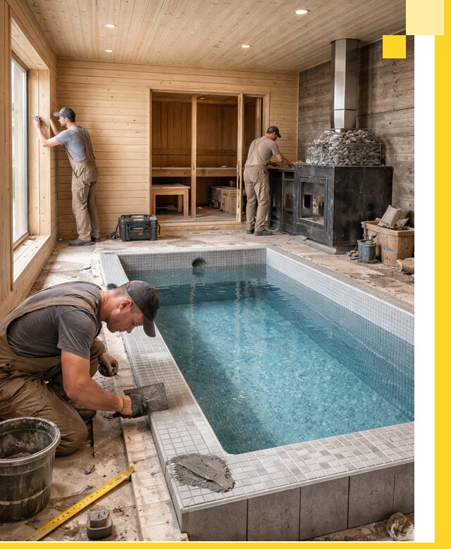 Проект бани с бассейном и сауной в Комсомольске-на-Амуре под ключ