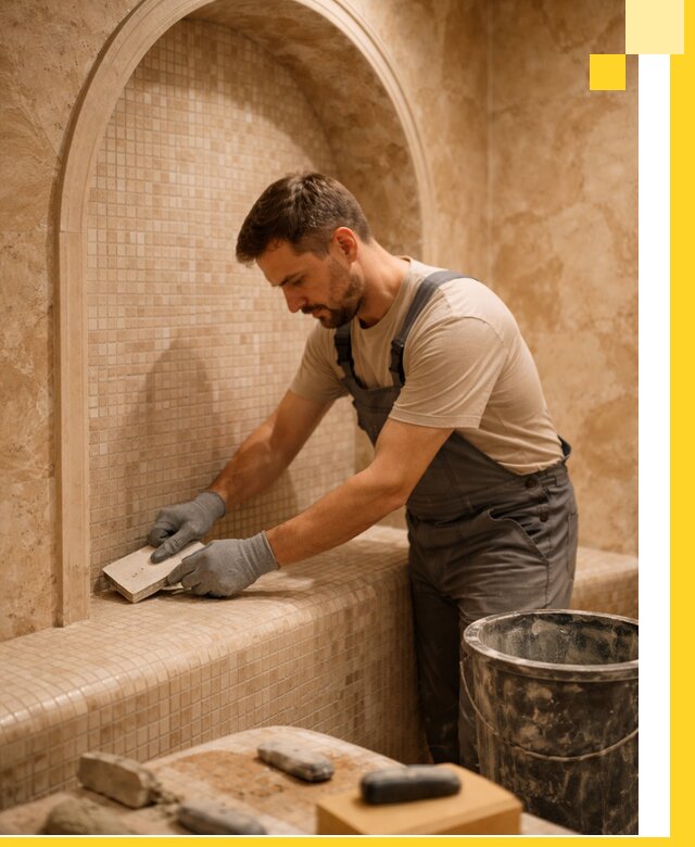 Профессиональная отделка хамамов с мозаикой под ключ в Комсомольске-на-Амуре