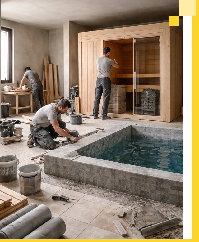 SPA зоны под ключ с бассейном сауной и печью в Комсомольске-на-Амуре